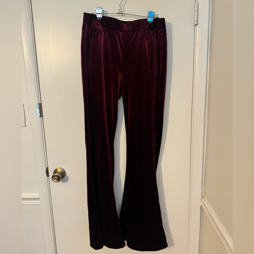 Velvet Flare Pants in Deep Burgundy